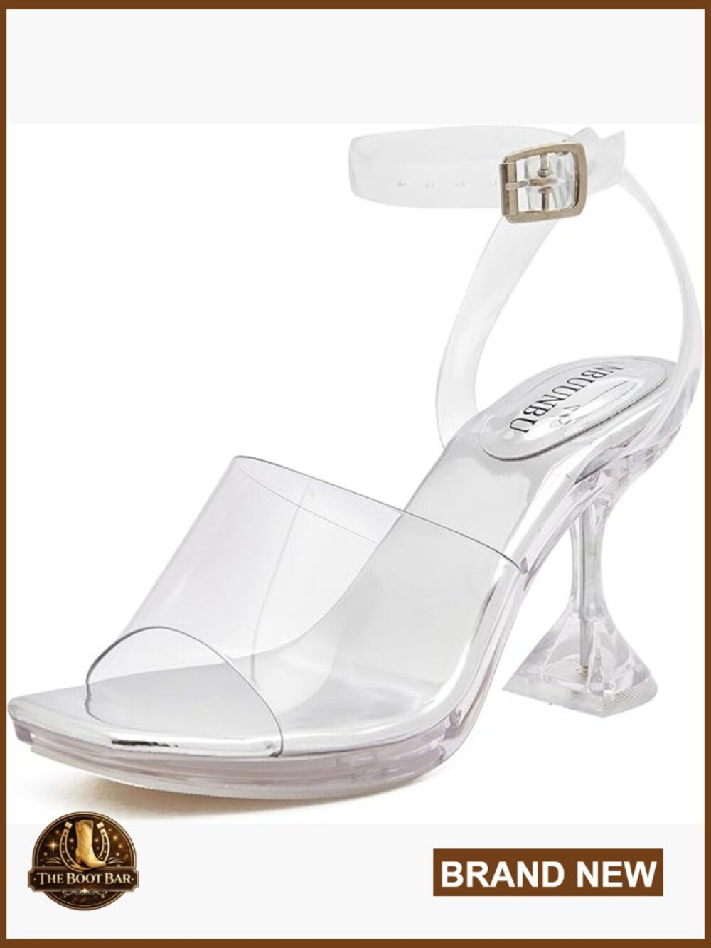 Clear Ankle Strappy Heels, Platform Kitten Heel Pump Sandals with Buckle